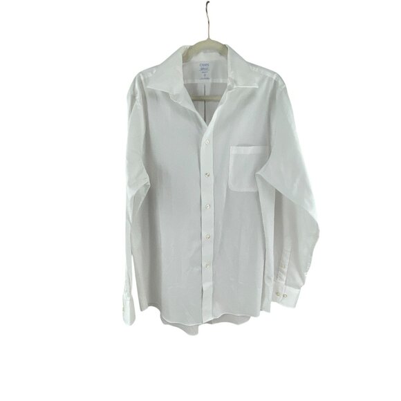 Chaps Men's White Coolmax Regular Fit Dress Shirt Size L Cotton Blend Classic - Picture 7 of 7